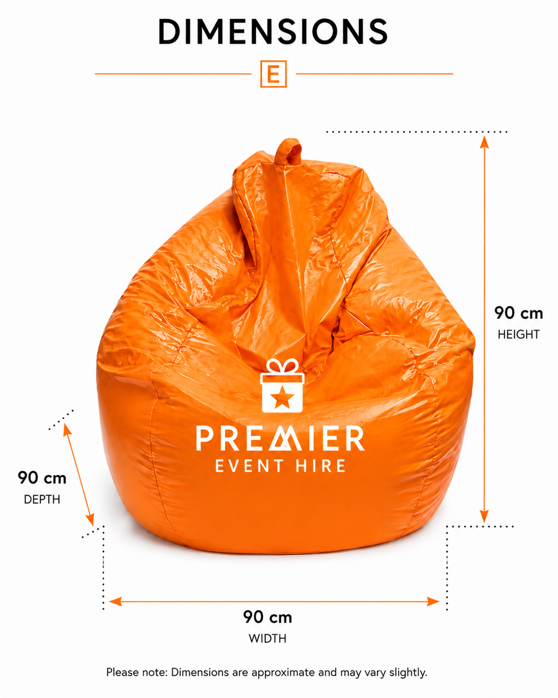 Orange Bean bag Hire - Image 2
