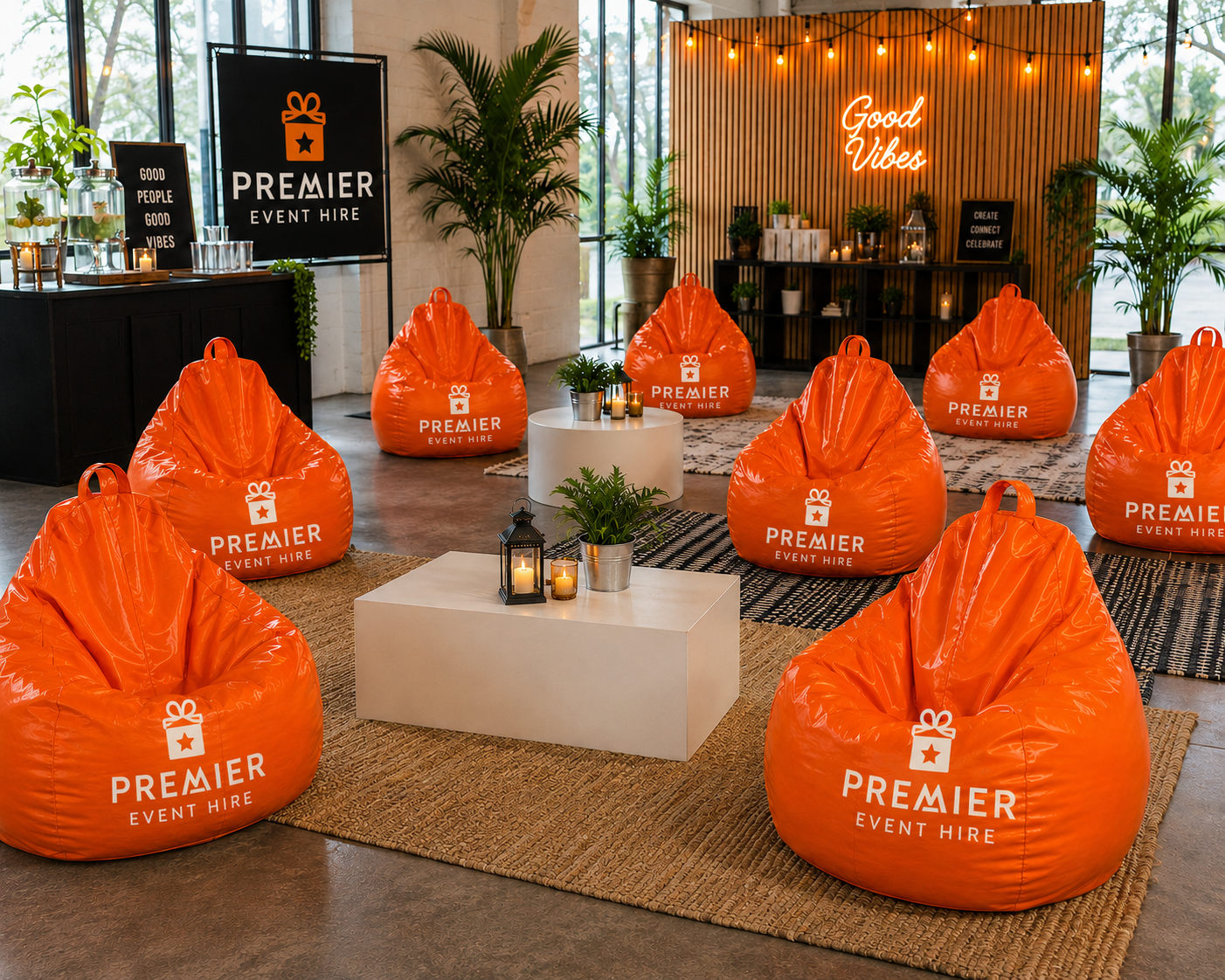 Orange Bean bag Hire - Image 3