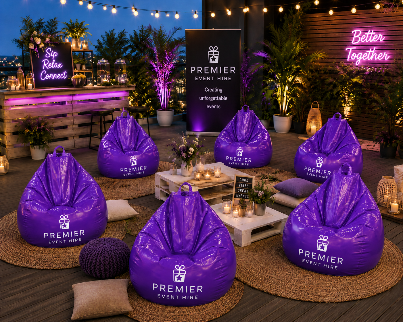 Purple Bean bag Hire - Image 3