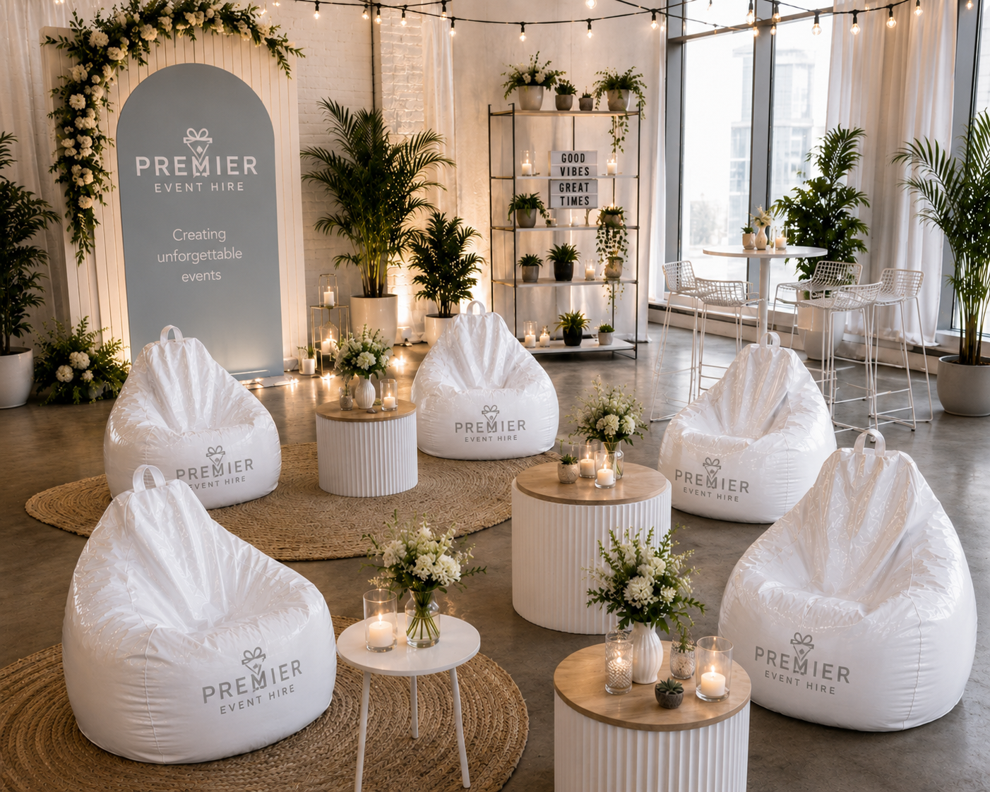 White Bean bag Hire - Image 3