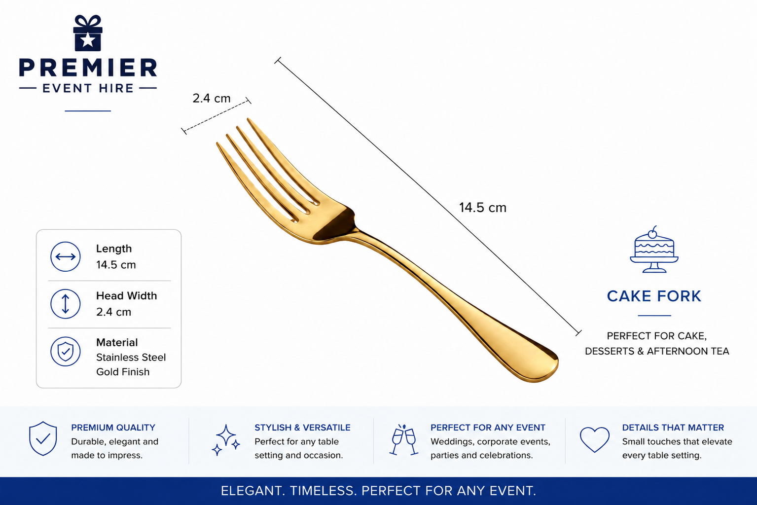 Gold Cake Fork Hire - Image 3