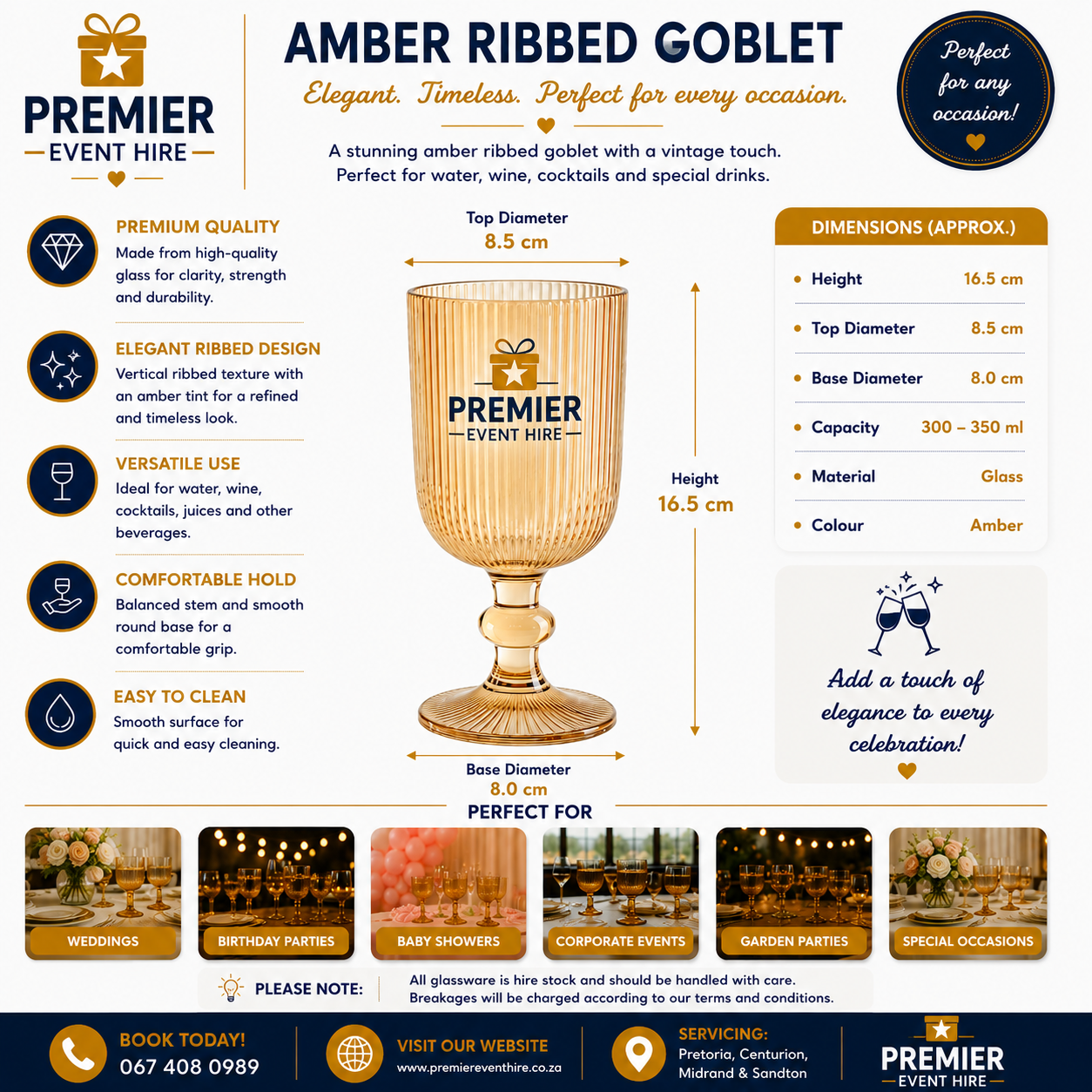 Diva Amber Wine 350ml (Hire) - Image 2