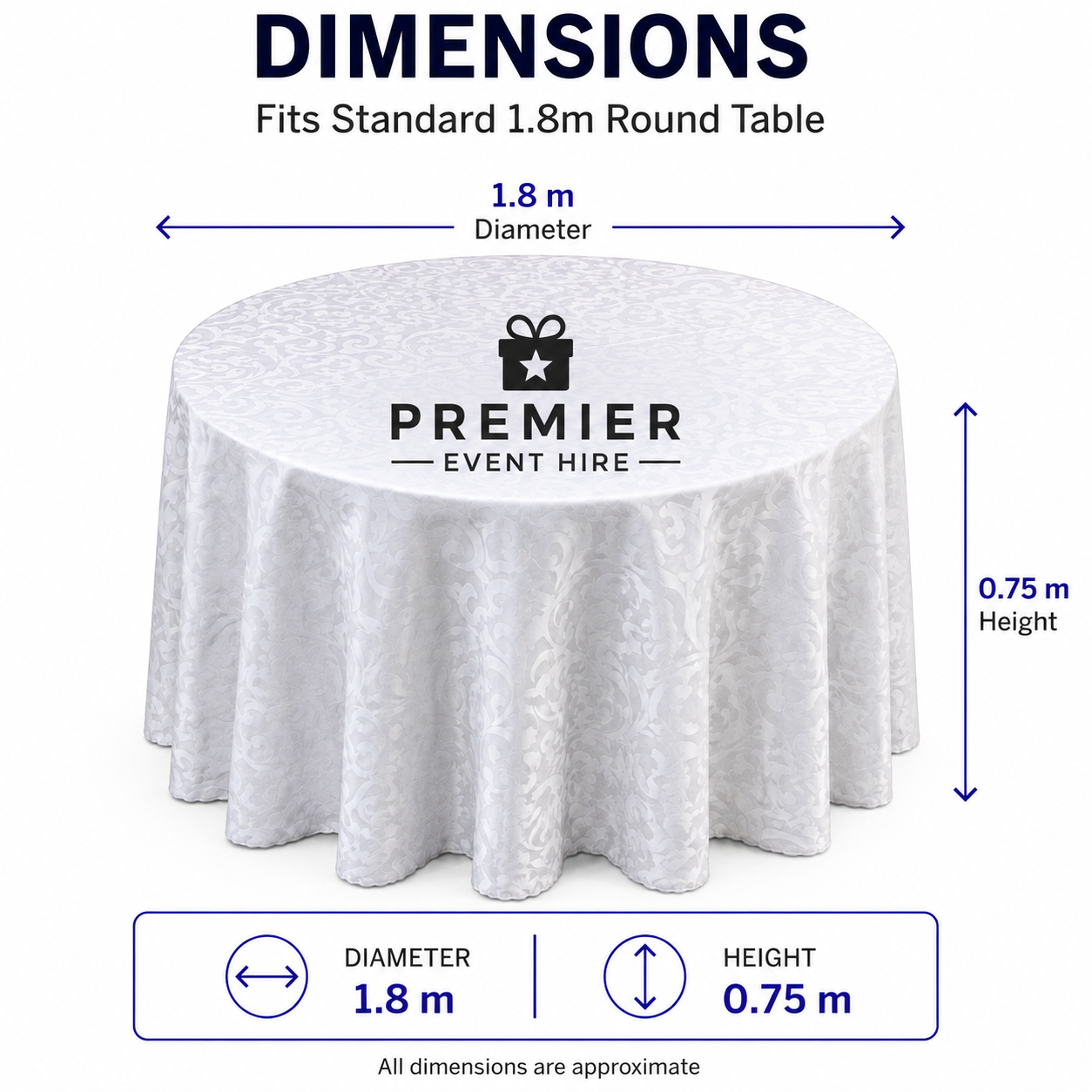 Round Tablecloth White (Hire) - Image 2