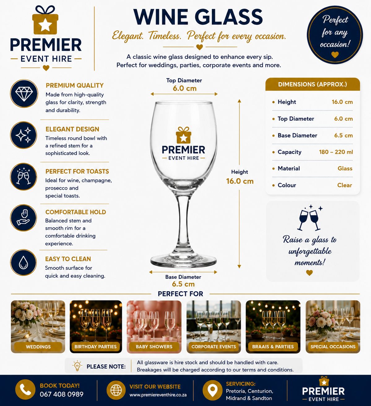 Consol – Wine Glass (White) Hire - Image 2