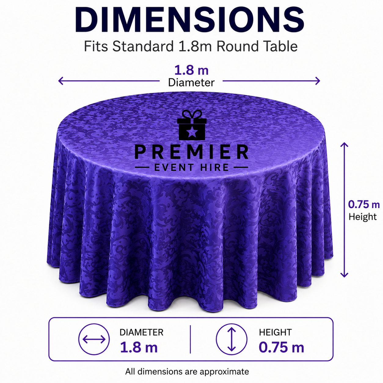 Round Tablecloth Purple (Hire) - Image 2